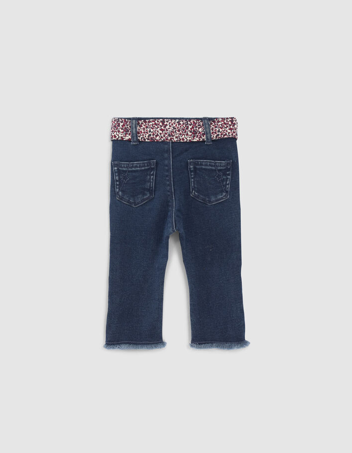 Blaue Jeans mit Beinfransen und Schalgürtel für Baby Girls-4