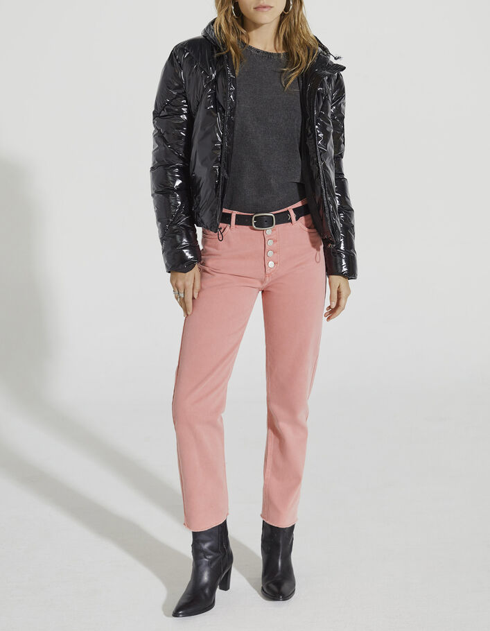Women’s pink raw-edge high-waist straight cropped jeans - IKKS