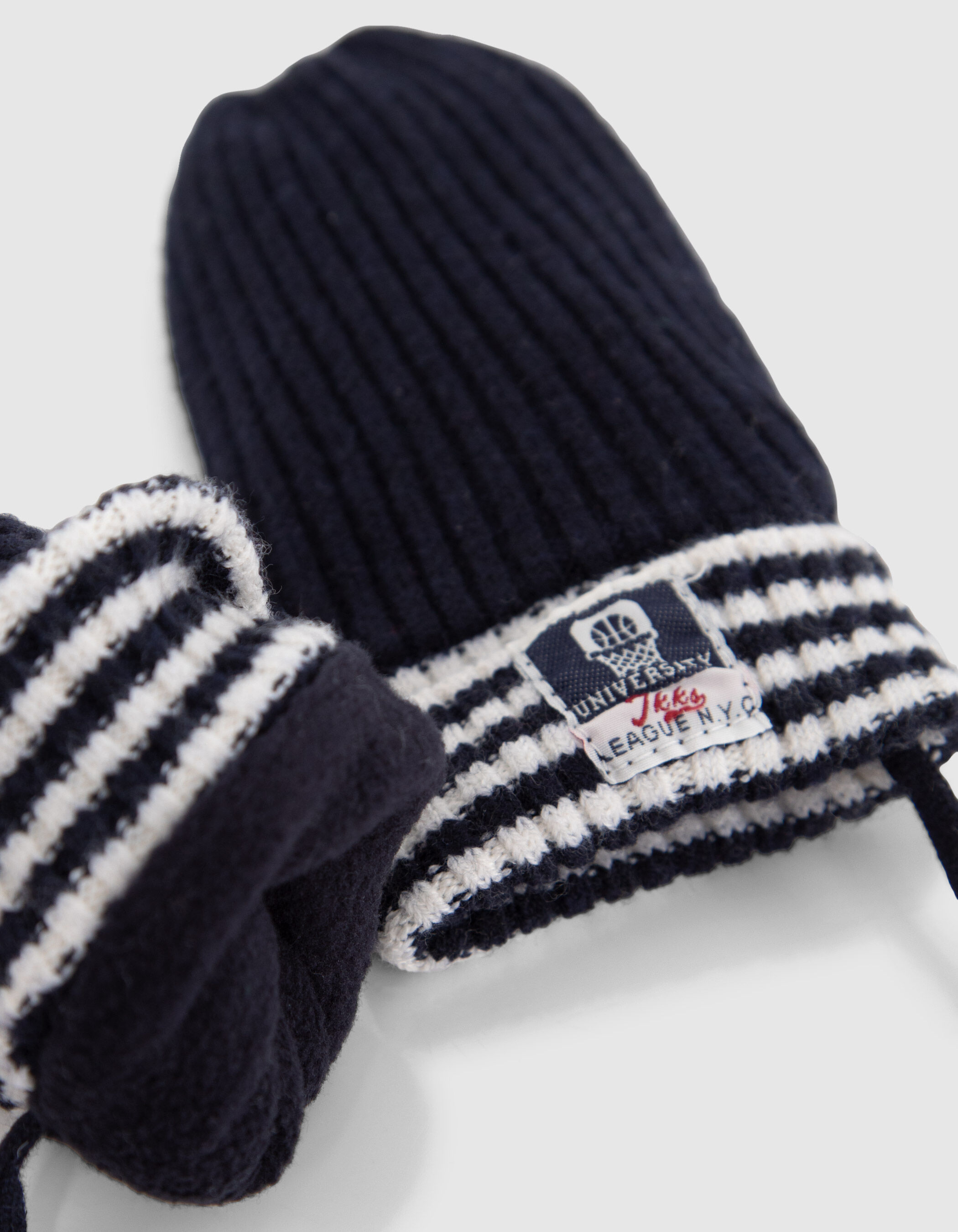 Moufles marine en tricot cotele bebe garcon IKKS