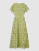 Robe longue verte dentelle d&eacute;coupes c&ocirc;t&eacute;s Femme-7