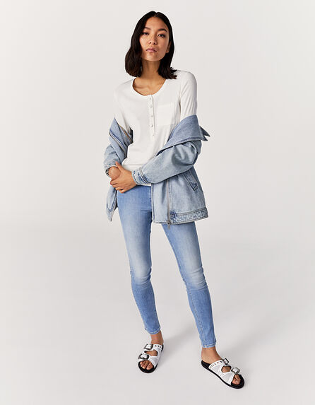 Women’s light blue regular waist sculpt-up fit slim jeans