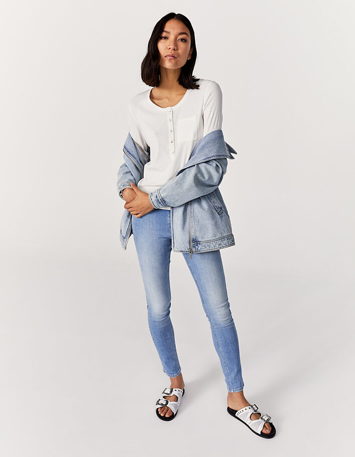 Women’s light blue regular waist sculpt-up fit slim jeans-1