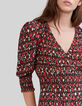Vestido midi negro estampado ikat Mujer-4