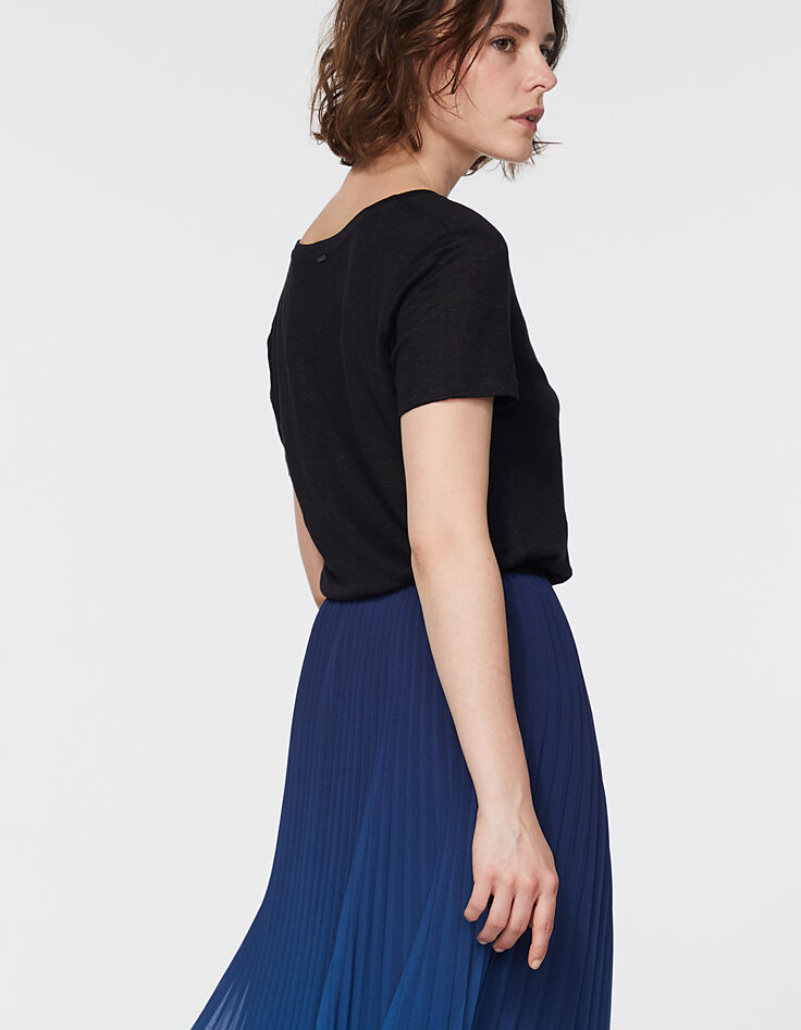 Tee-shirt col V en lin visuel "Paris Remix UK" femme-3