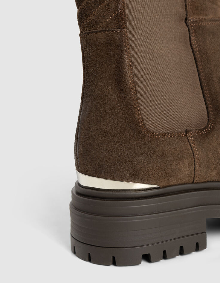Women’s brown suede Chelsea boots with lugged soles-5 Women’s brown suede Chelsea boots with lugged soles-5