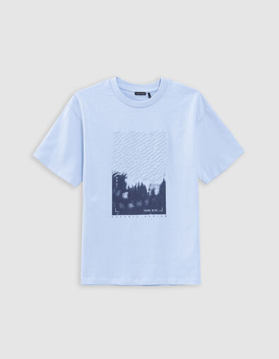 Blauw T-shirt biokatoen flocking marine golven jongens - IKKS