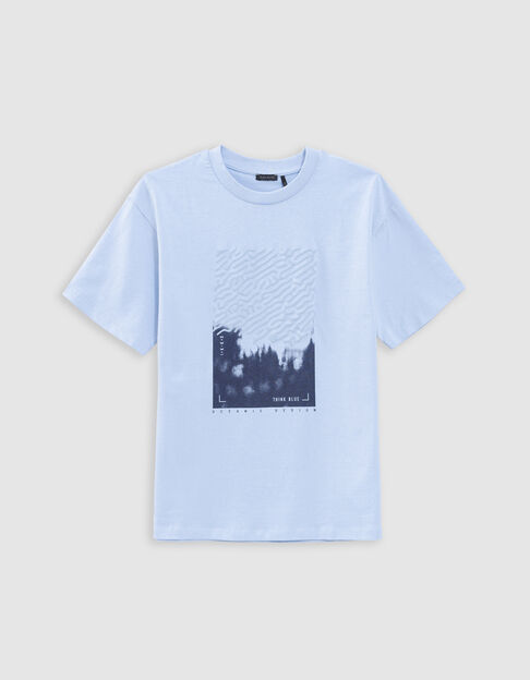 T-shirt bleu coton bio flocage ondes marines gar&ccedil;on - IKKS