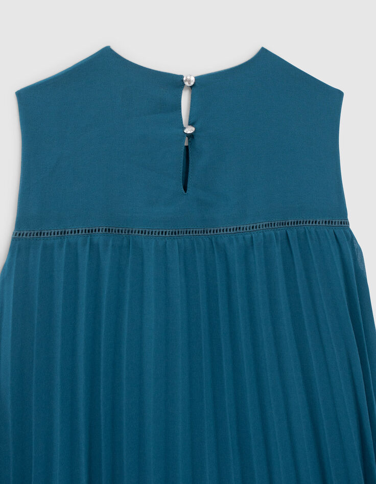 Girls’ green pleated dress-6