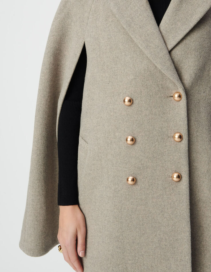 Abrigo capa beige doble botonadura mujer-5