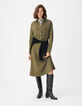 Women's Khaki Knit Shirt Dress with Belt-1