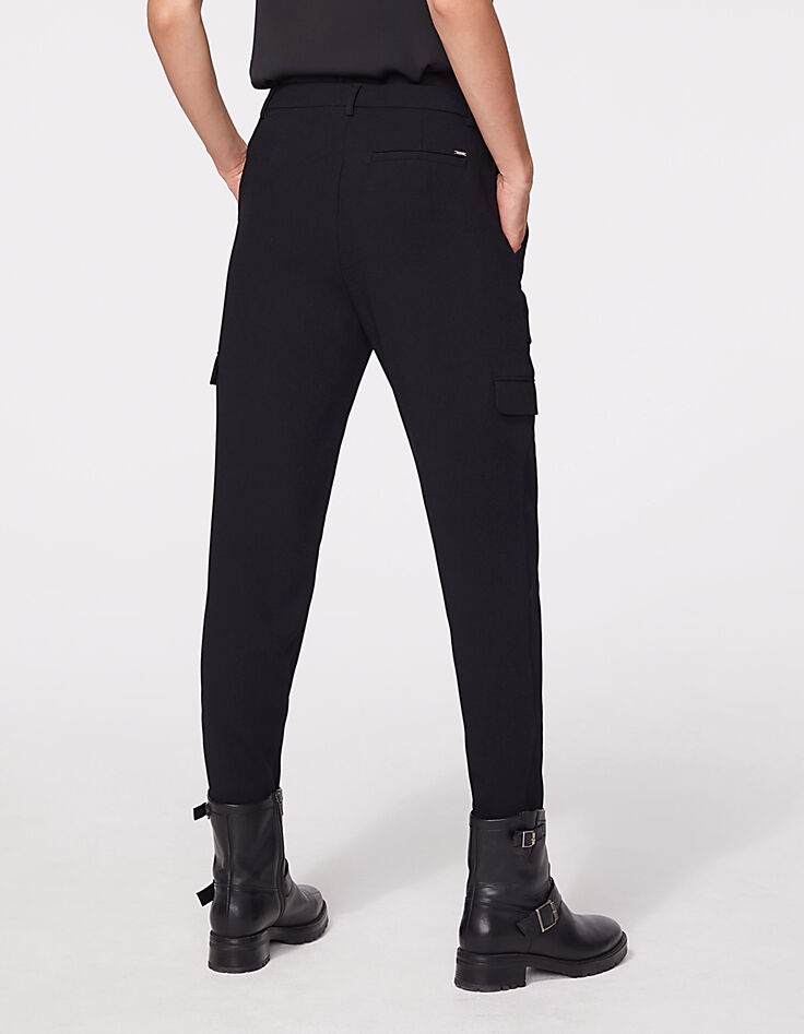 Pantalon crêpe envers satin poches plaquées femme-3
