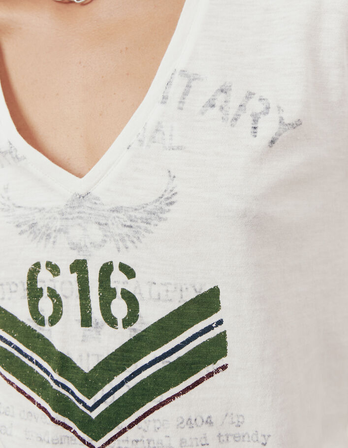 Camiseta crudo algodón flameado espiga mujer - IKKS