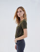 Women’s khaki peace and love acid wash cotton T-shirt-5
