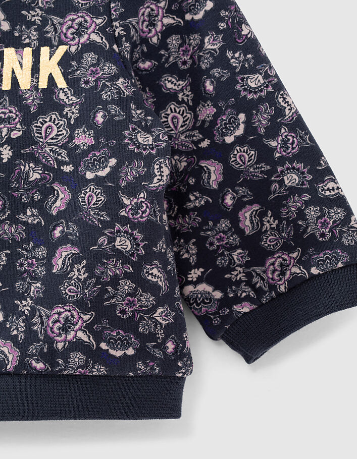 Navy sweater kasjmierprint en tekst babymeisjes - IKKS