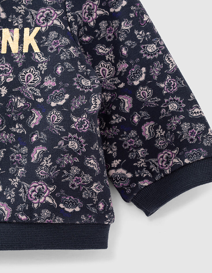 Sweat navy imprimé cachemire et message bébé fille-5 Sweat navy imprimé cachemire et message bébé fille-5