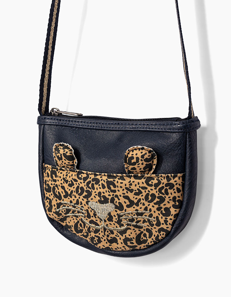 Sac à main navy à découpe léopard fille-2
