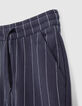 Boys' navy knit pinstriped Bermuda shorts-6