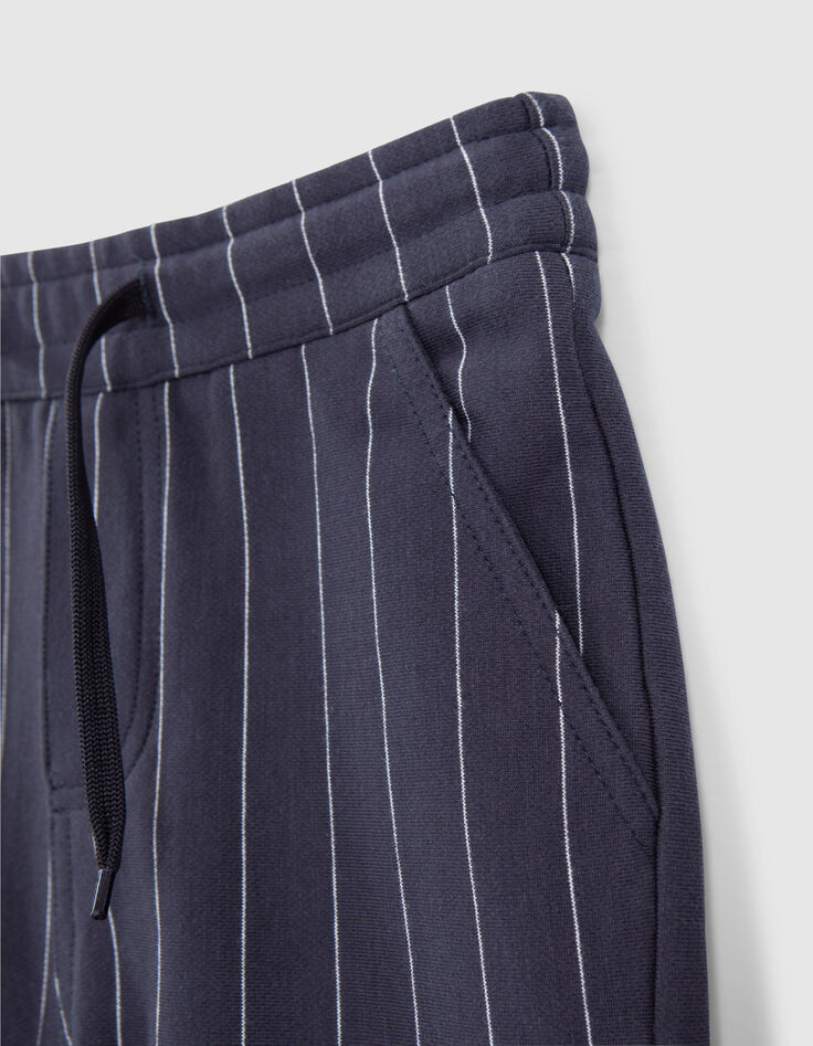 Boys' navy knit pinstriped Bermuda shorts-6