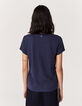 Tee-shirt en coton bio bleu marine visuel badge femme-2