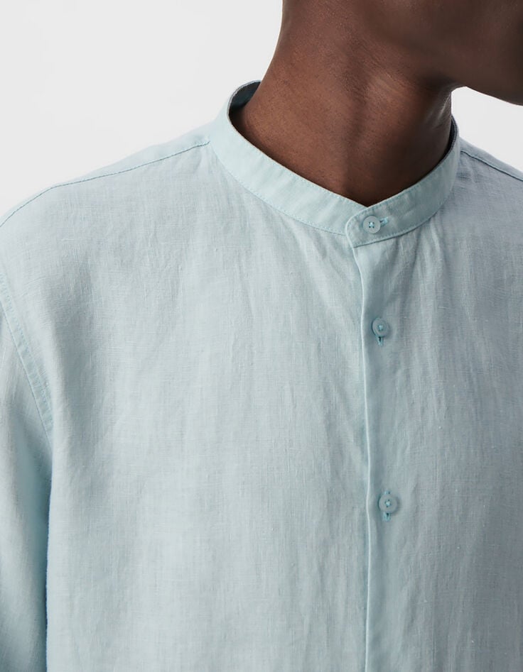 Camisa REGULAR horizonte cuello Mao lino hombre-4