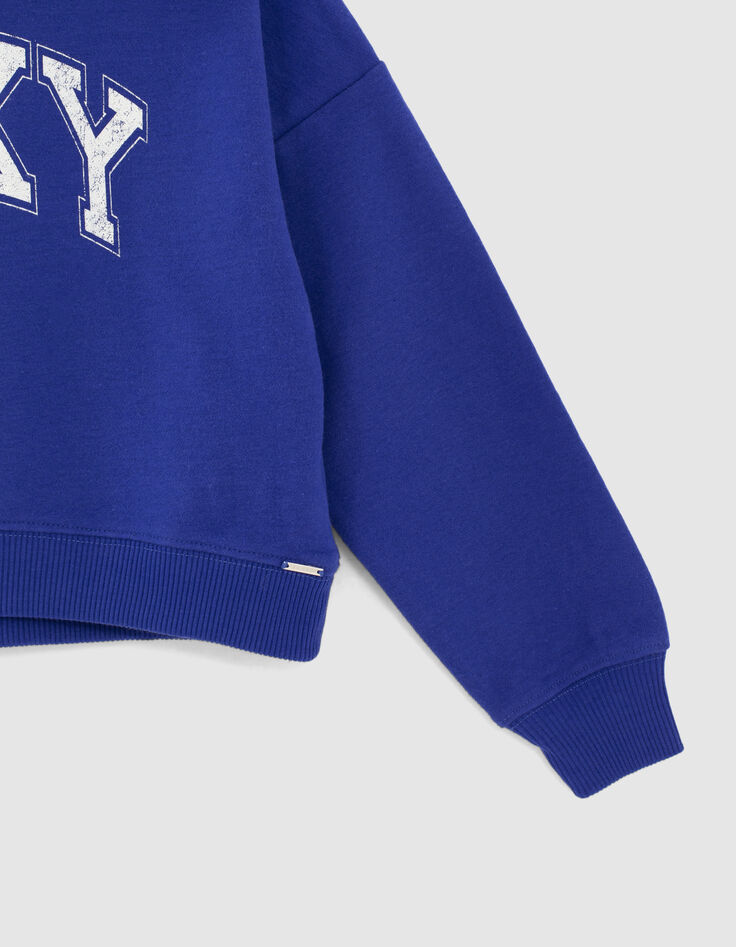 Blauwe cropped sweater met maxi tekst meisjes-2