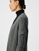 Lang grijs vest details kabelbreiwerk Dames-6