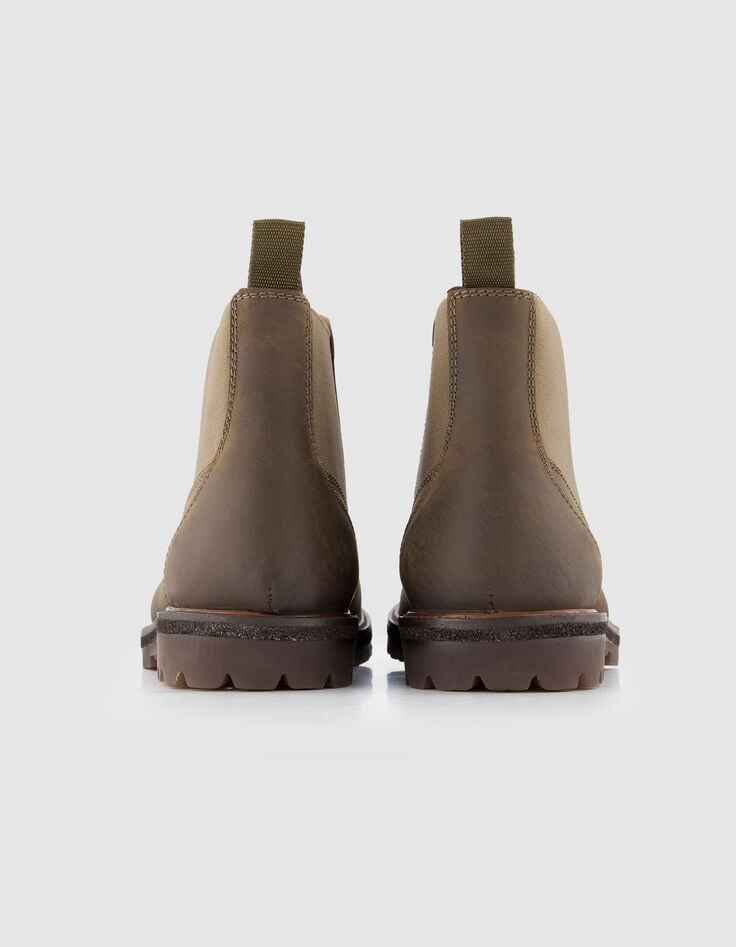 Chelsea boots beiges cuir semelles crant&eacute;es Homme-4