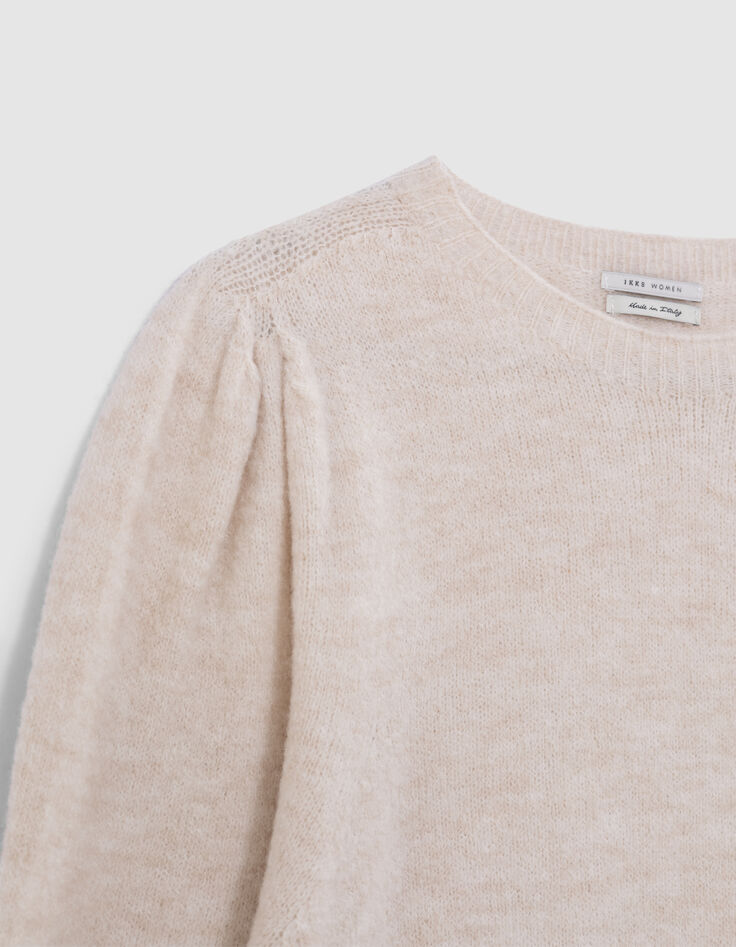 Pull &eacute;cru tricot d&eacute;cor boutons manches Femme-2