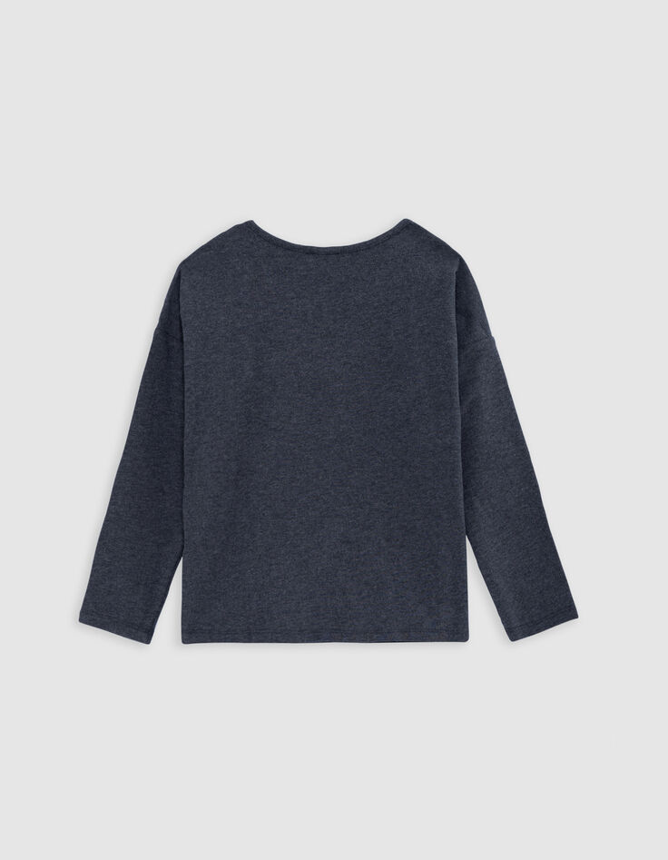 T-shirt gris message print, clous et strass fille-3 T-shirt gris message print, clous et strass fille-3