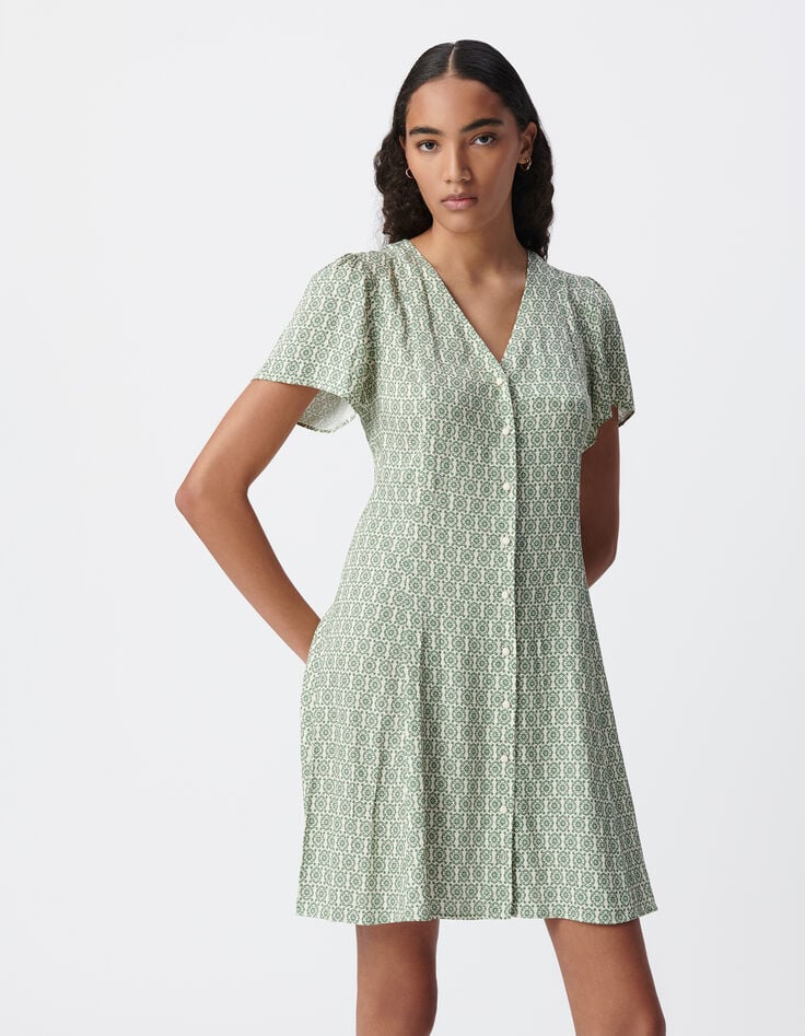 Robe verte LENZING™ ECOVERO™ ethnique Femme-2