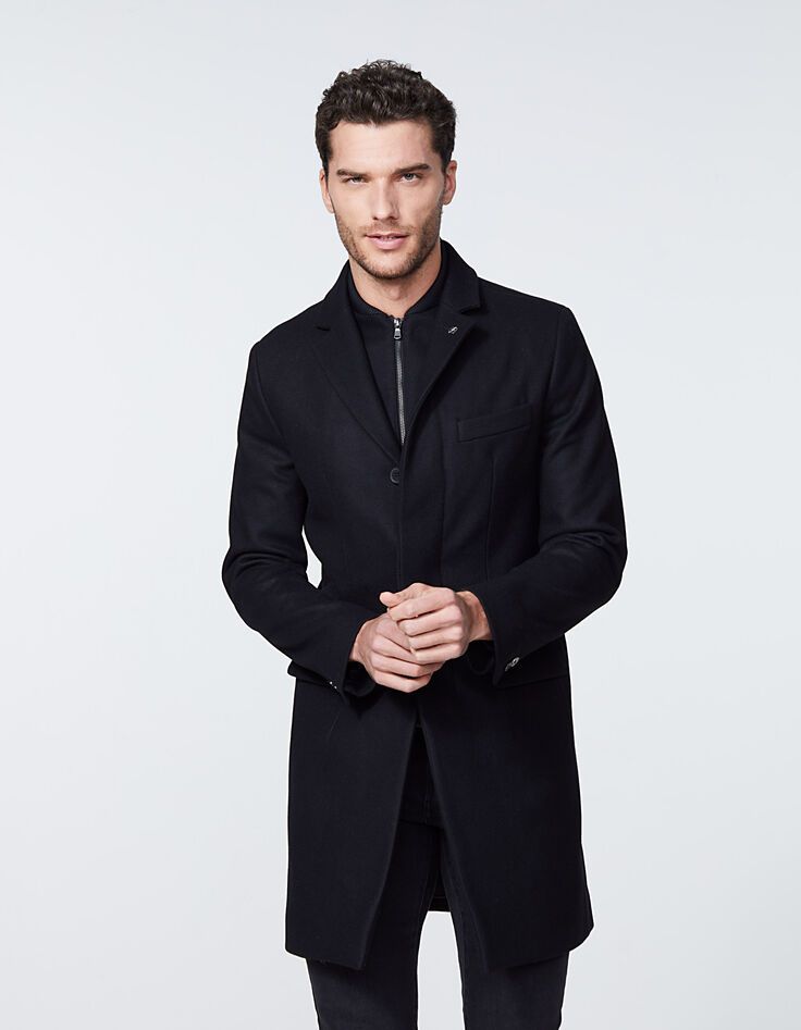 Abrigo largo negro con interior Hombre-3