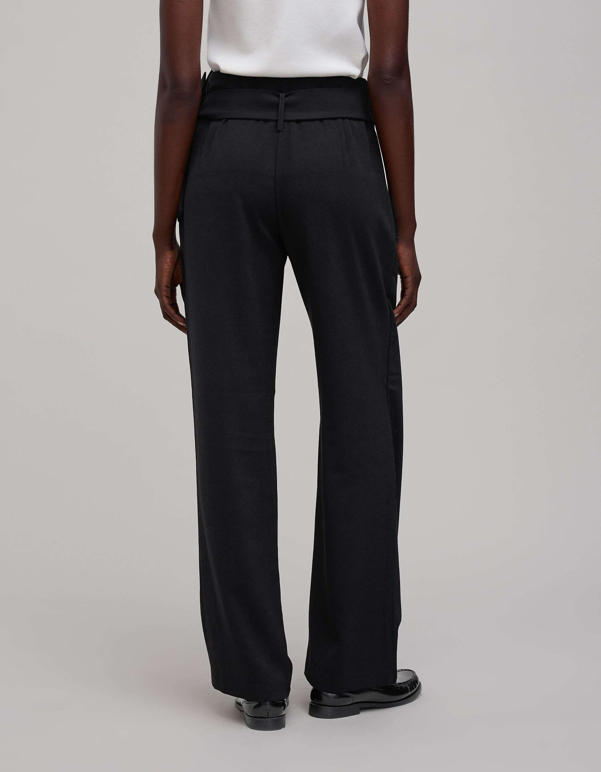 Pantalon noir large ceinture a nouer Femme IKKS