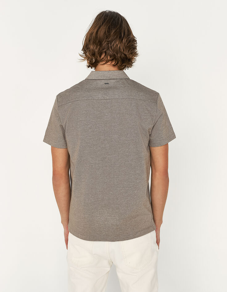 Mokkabruine polo gemêleerd tricot Heren-3