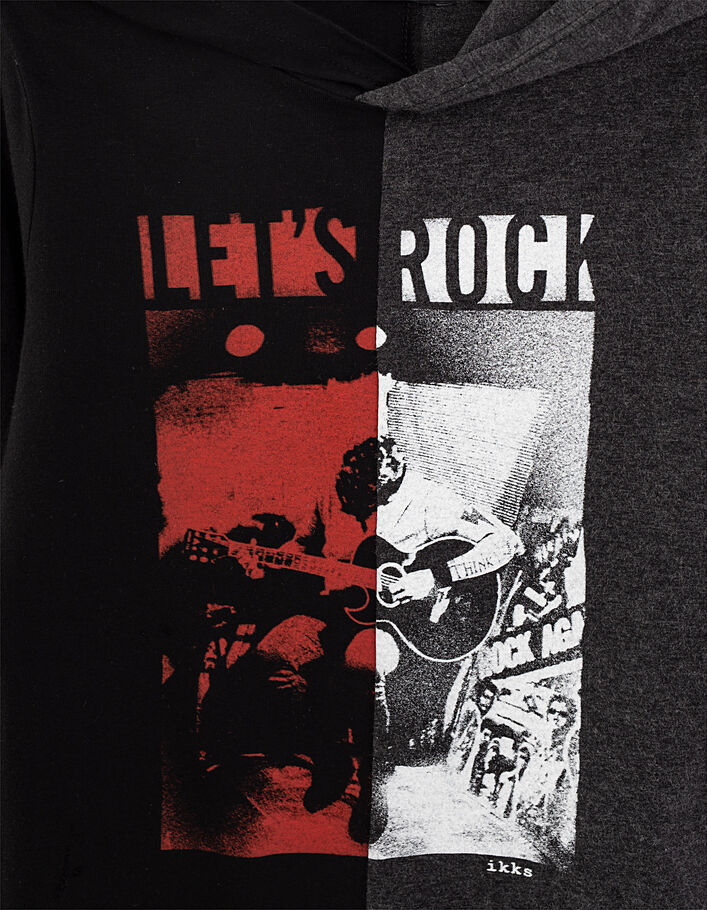 T-shirt zwart en grijs opdruk gitarist jongens  - IKKS