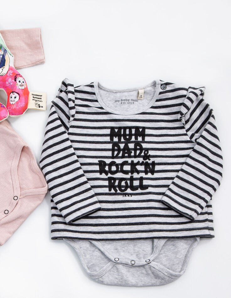 IKKS 3 organic cotton bodysuit+TAMBOUR BATTANT rattle box-2 IKKS 3 organic cotton bodysuit+TAMBOUR BATTANT rattle box-2