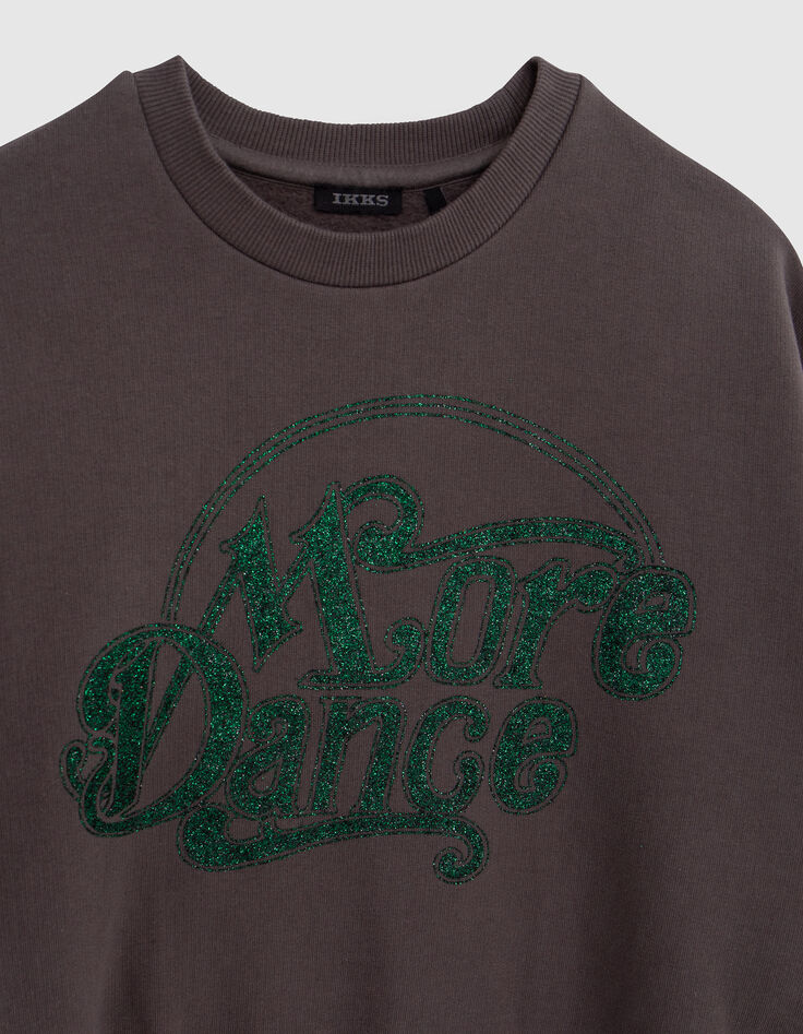 Girl's gray message green glitter sweatshirt-3