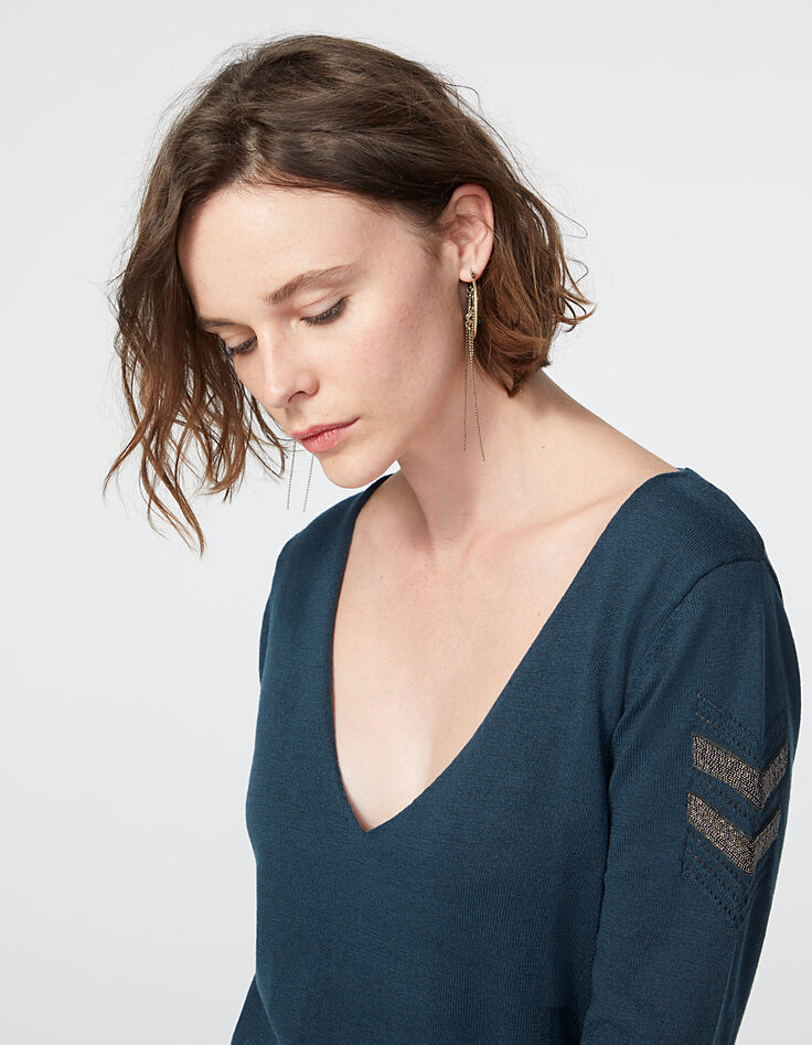 Pull maille tricot prusse bijoux esprit militaire femme-4