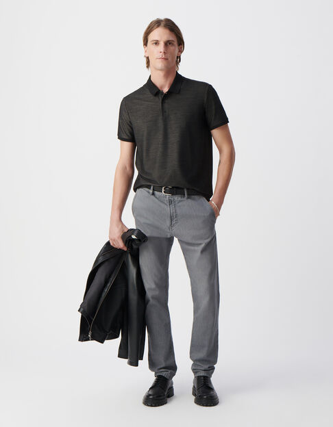 Men’s grey SEAWOOL® semi-plain knit polo shirt - IKKS