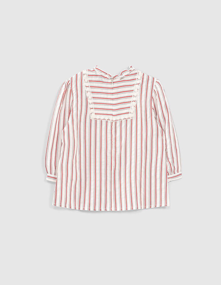 Girls’ ecru mini me blouse with red and black stripes - IKKS