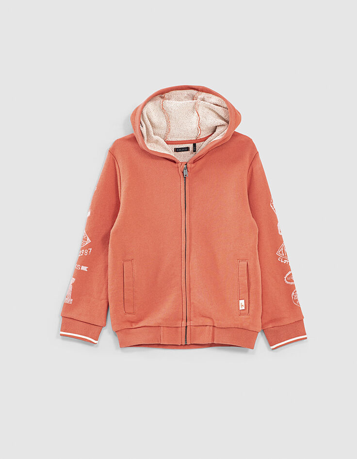 Cárdigan coral estampado efecto sello mangas chico-1 Cárdigan coral estampado efecto sello mangas chico-1