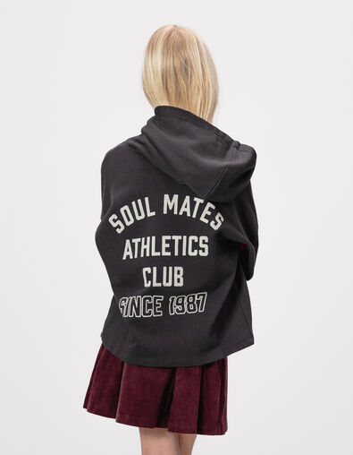 Sudadera capucha gris mangas bordadas niña - IKKS