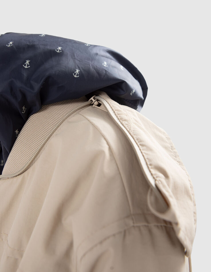 Omkeerbaar jack beige en marine met ankerprint jongens-5