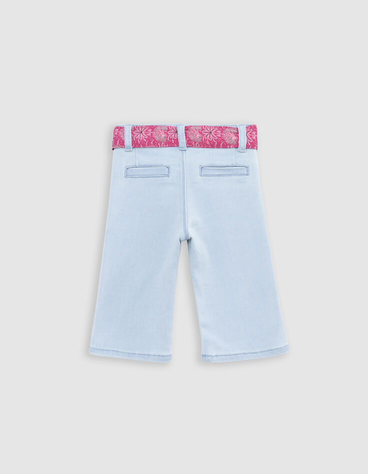 Rosa Babymädchenjeans mit Palmenprint und Halstuchgürtel-3