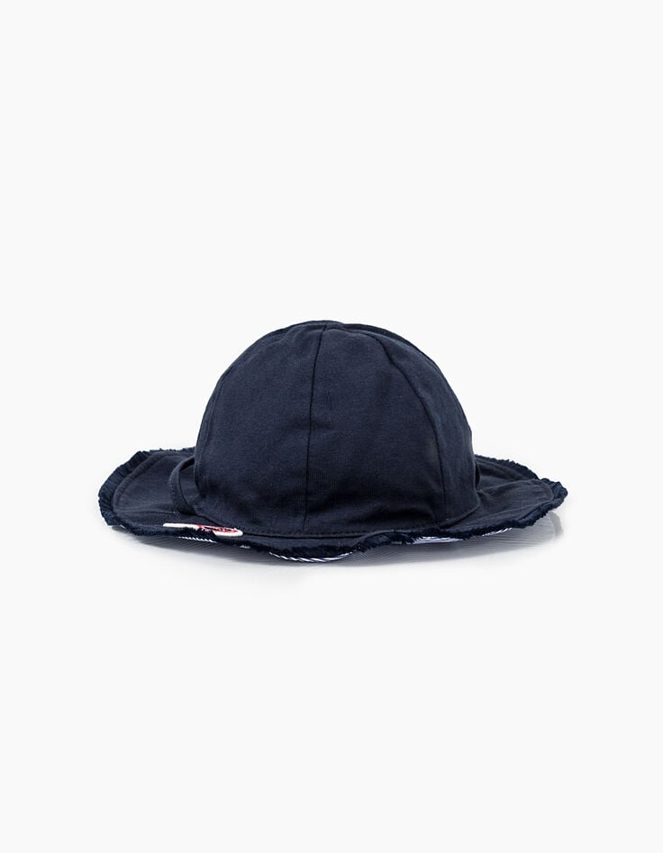 Chapeau réversible navy et rayé bébé fille-3 Chapeau réversible navy et rayé bébé fille-3