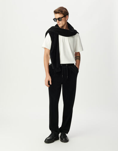 Zwarte jogpant ribvelours elastische taille Heren - IKKS