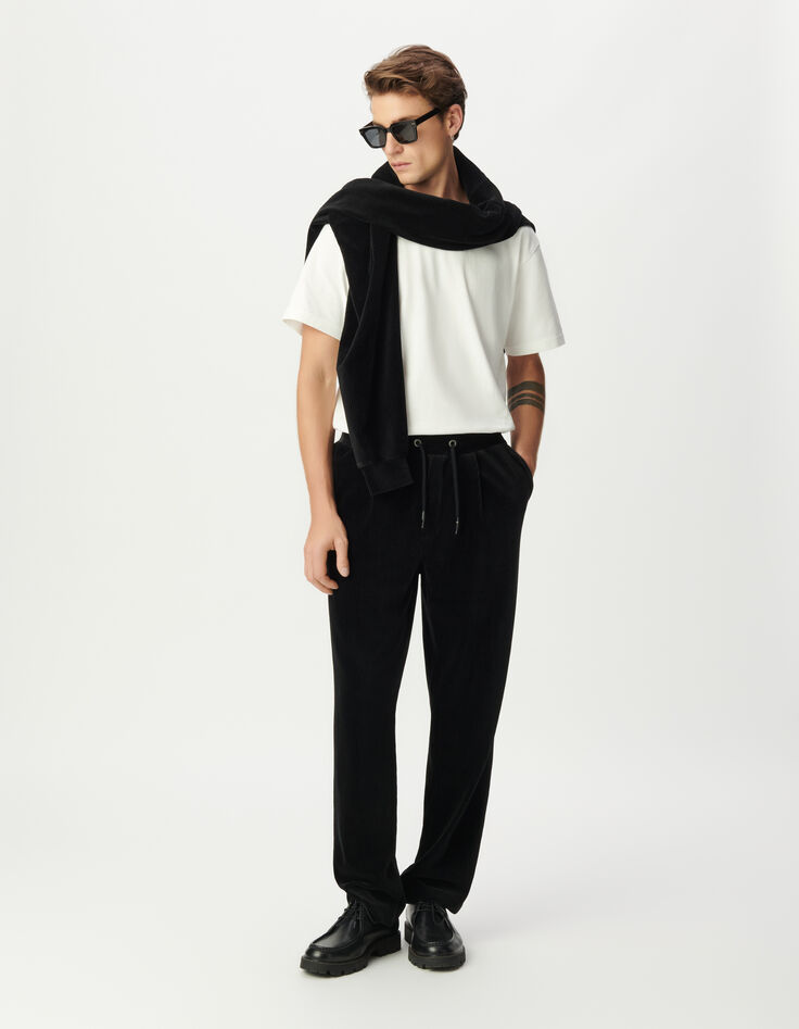 Zwarte jogpant ribvelours elastische taille Heren-1