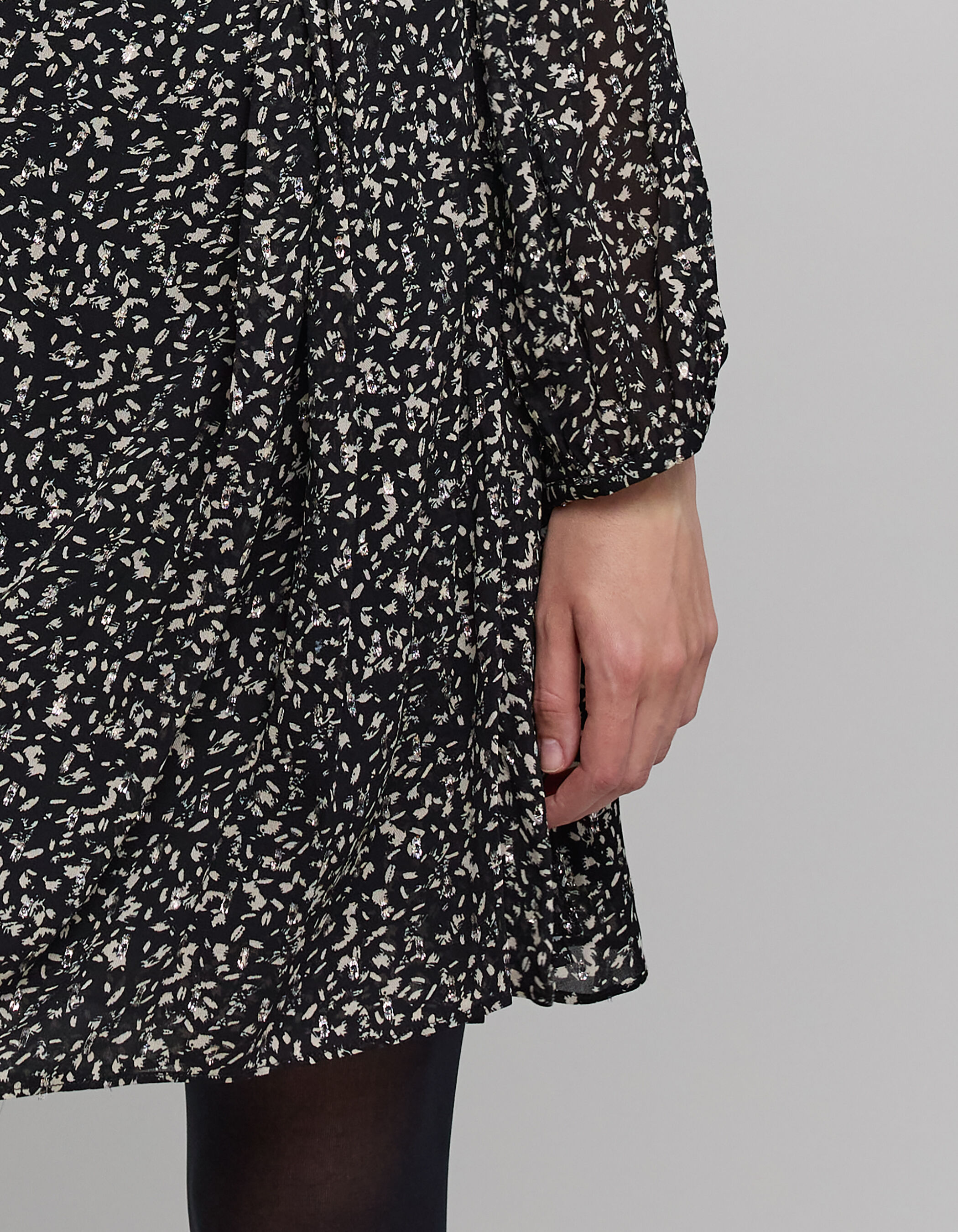 Robe portefeuille noire imprime tachiste rock Femme IKKS