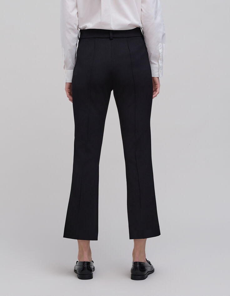 Pantal&oacute;n flare negro con bolsillos con cremalleras mujer-3