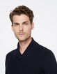 Pull marine tricot losanges reliefés Homme-5