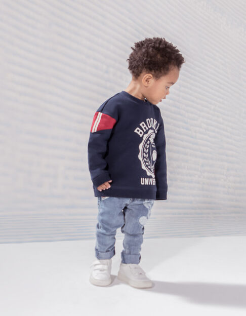 Baby boys’ navy sweatshirt with XL vintage shield print